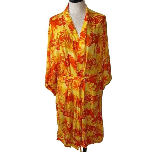 Hibiscus Collection Hawaii Womens Kimono Robe One Size Multicolor Floral Rayon